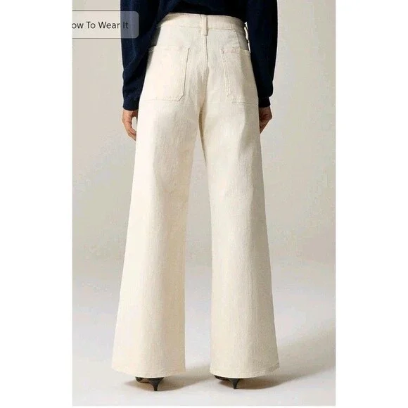 J.Crew Camp Pocket Wide Leg Jean Ecru Wash High Rise CH917 $128 Size 31 NWT - Picture 2 of 12